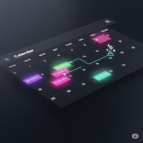 Calendar interface with booking blocks